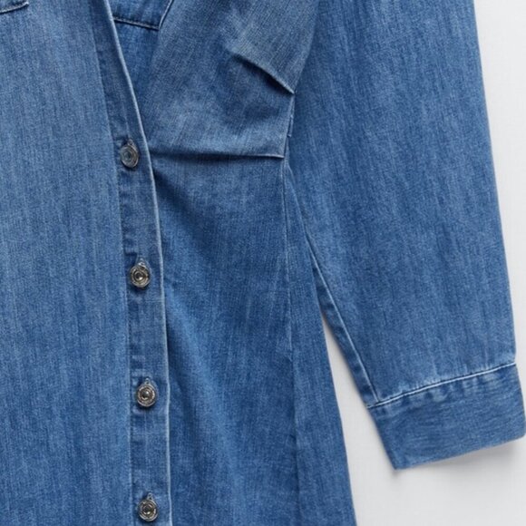 ZARA The Erin Denim Wrap Dress - Picture 3 of 14